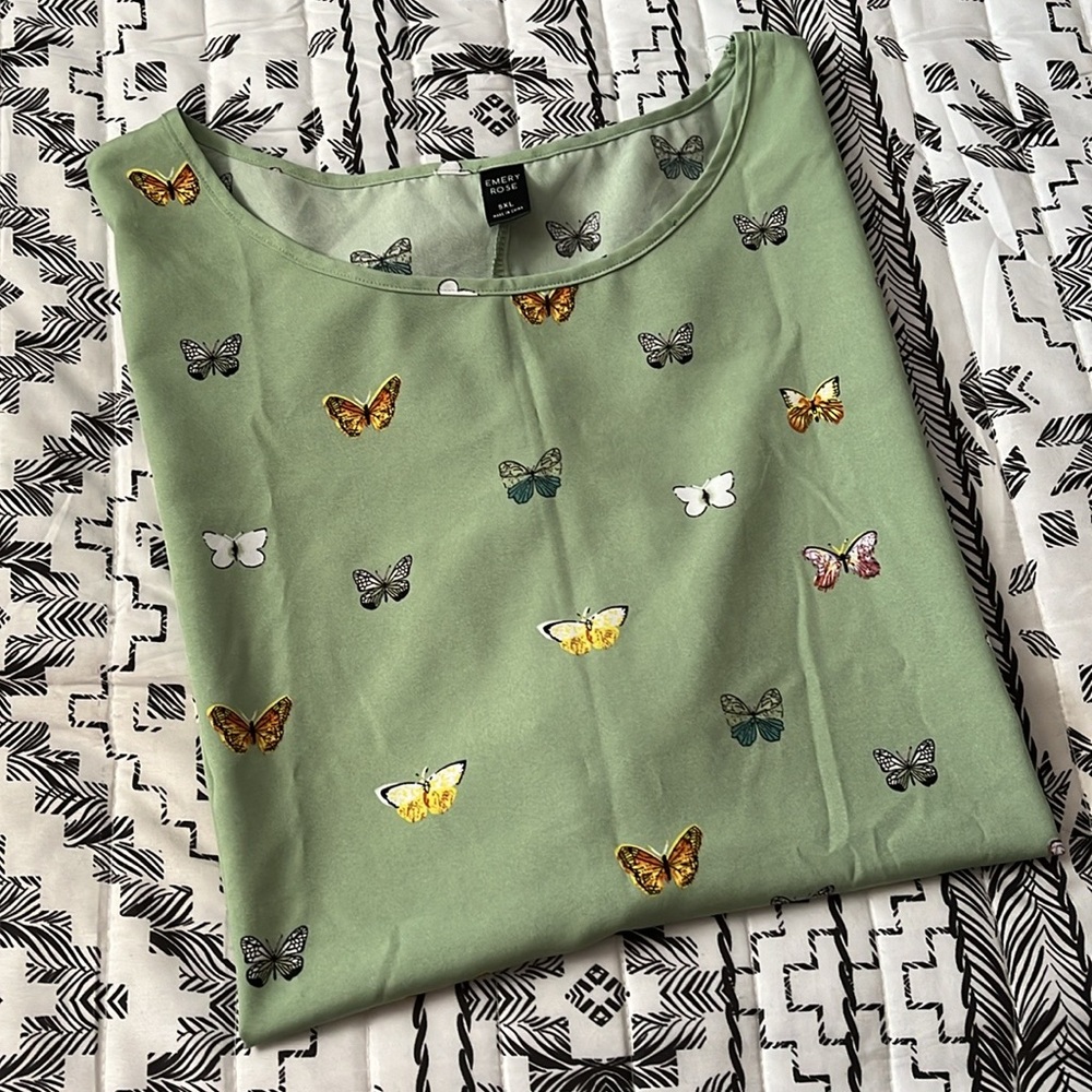Emery Rose Butterflies Top Blouse Size 5XL - Picture 8 of 12